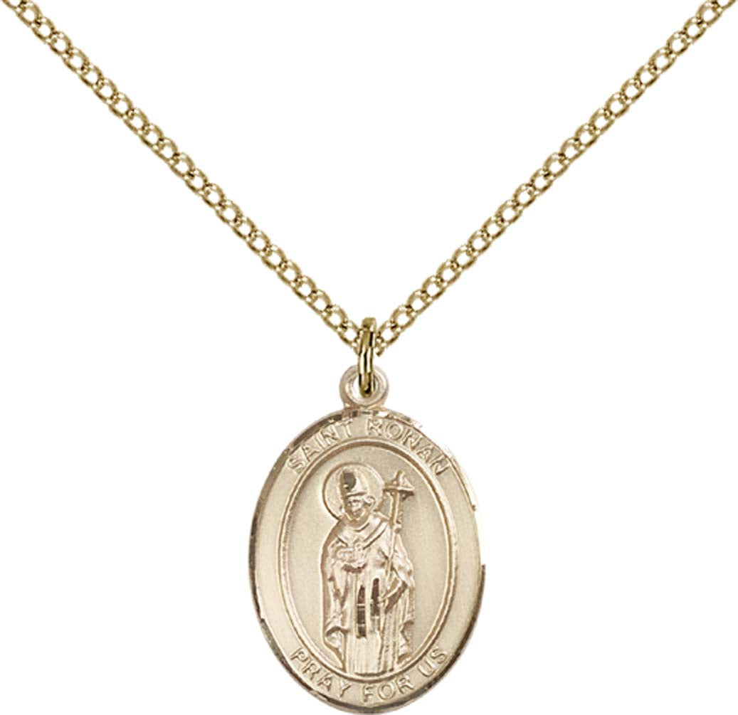 14kt Gold Filled St. Ronan Pendant with 18 inch Gold Filled Light Curb Chain