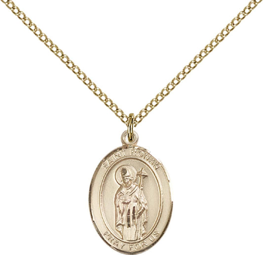 14kt Gold Filled St. Ronan Pendant with 18 inch Gold Filled Light Curb Chain