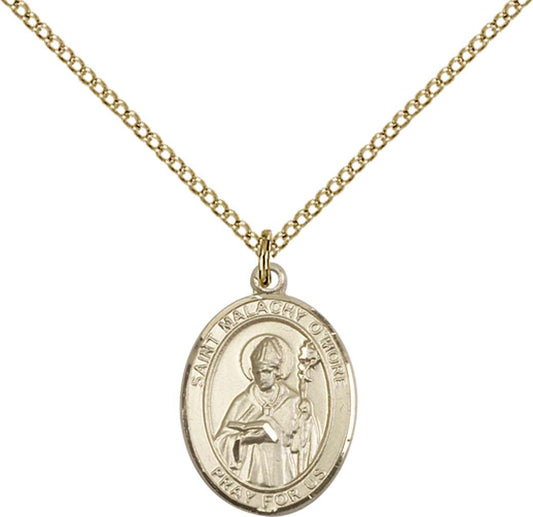 14kt Gold Filled St. Malachy O'More Pendant with 18 inch Gold Filled Light Curb Chain - Medium