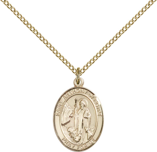 14kt Gold Filled St. Anthony of Egypt Pendant with 18 inch Gold Filled Light Curb Chain