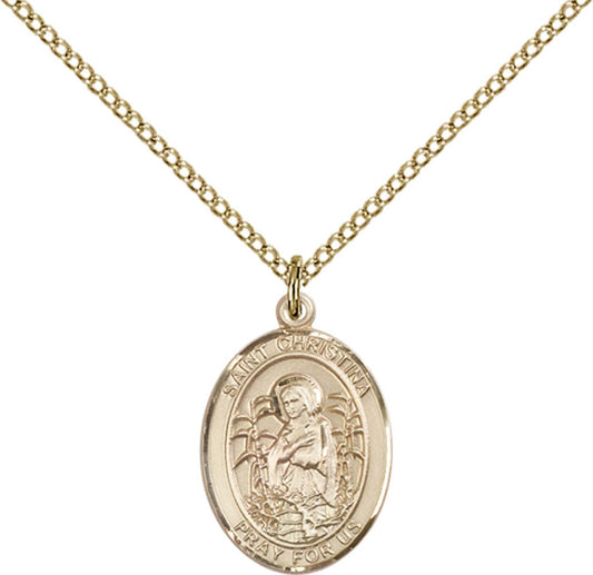 14kt Gold Filled St. Christina the Astonishing Pendant with 18 inch Gold Filled Light Curb Chain - Medium