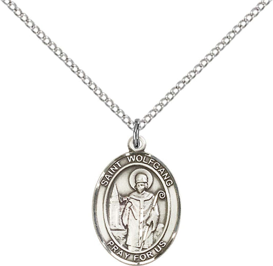 Sterling Silver St. Wolfgang Pendant with 18 inch Sterling Silver Light Curb Chain - Medium