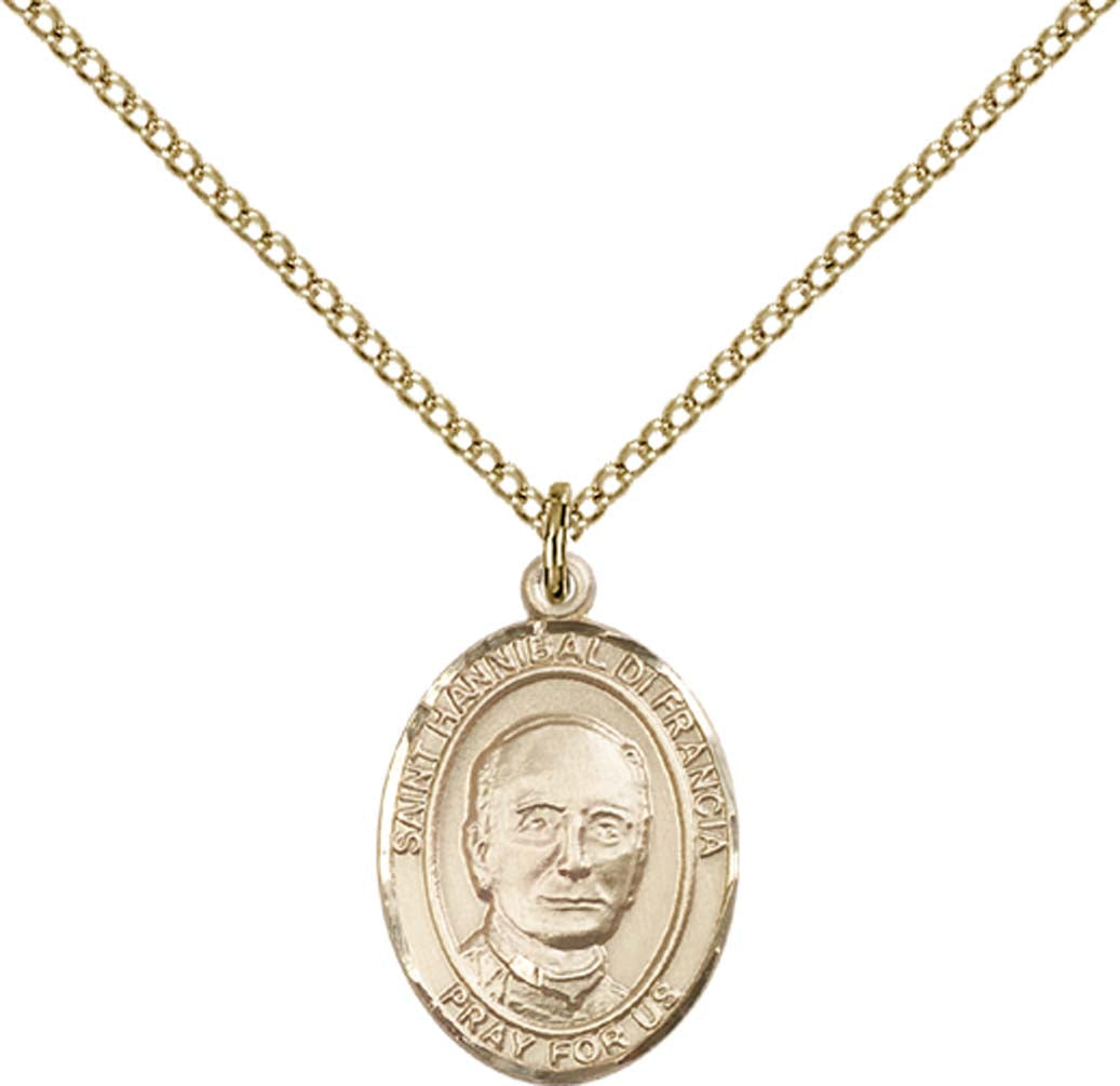 14kt Gold Filled St. Hannibal Pendant with 18 inch Gold Filled Light Curb Chain