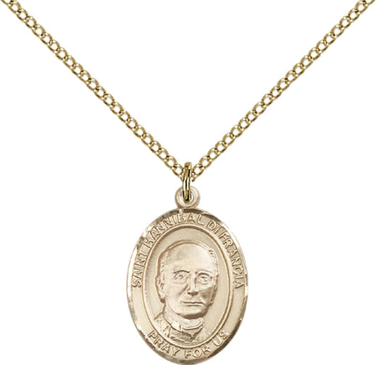 14kt Gold Filled St. Hannibal Pendant with 18 inch Gold Filled Light Curb Chain