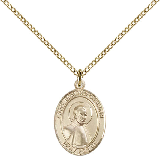 14kt Gold Filled St. Edmund Campion Pendant with 18 inch Gold Filled Light Curb Chain