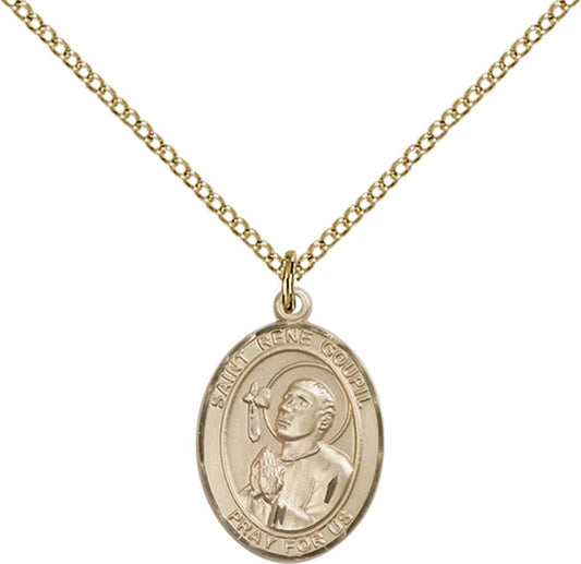 14kt Gold Filled St. Rene Goupil Pendant with 18 inch Gold Filled Light Curb Chain - Medium