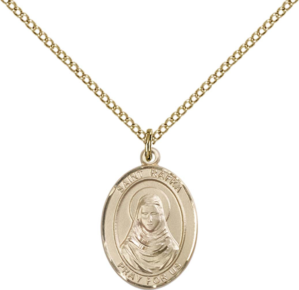 14kt Gold Filled St. Rafta Pendant with 18 inch Gold Filled Light Curb Chain - Medium