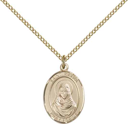 14kt Gold Filled St. Rafta Pendant with 18 inch Gold Filled Light Curb Chain - Medium