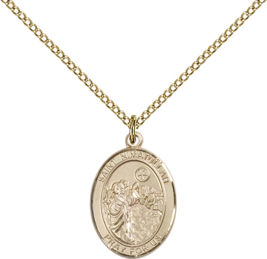 14kt Gold Filled St. Nimatullah Pendant with 18 inch Gold Filled Light Curb Chain