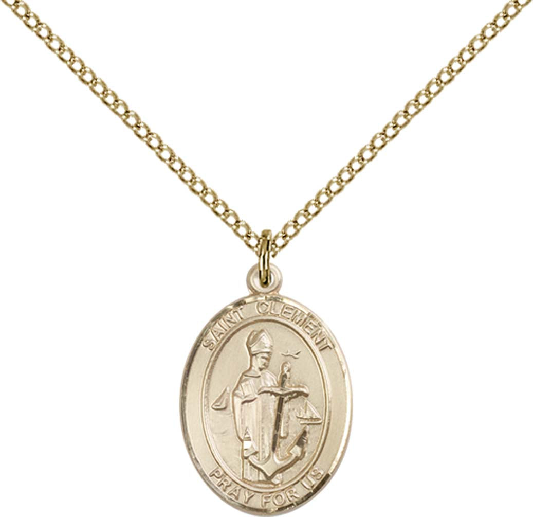 14kt Gold Filled St. Clement Pendant with 18 inch Gold Filled Light Curb Chain