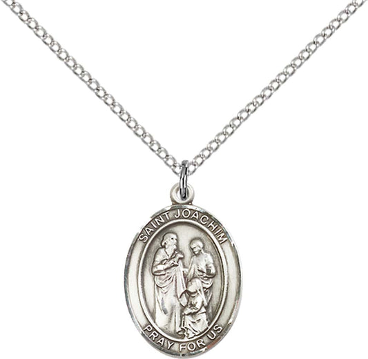 Sterling Silver St. Joachim Pendant with 18 inch Sterling Silver Light Curb Chain - Medium