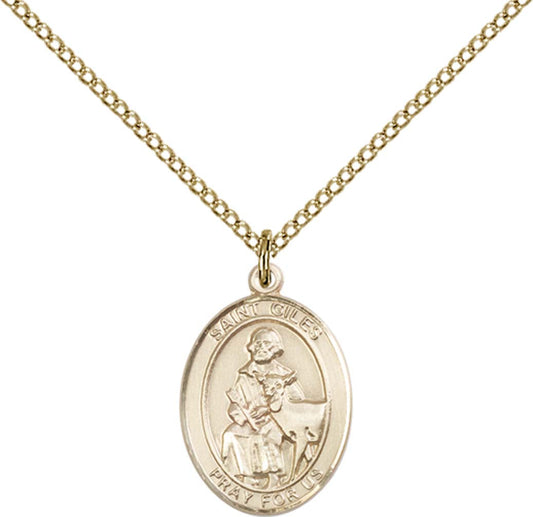 14kt Gold Filled St. Giles Pendant with 18 inch Gold Filled Light Curb Chain - Medium