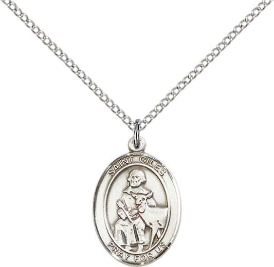 Sterling Silver St. Giles Pendant with 18 inch Sterling Silver Light Curb Chain - Medium