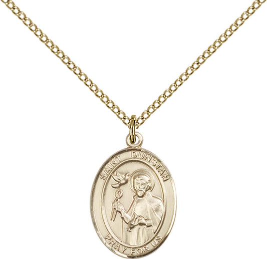 14kt Gold Filled St. Dunstan Pendant with 18 inch Gold Filled Light Curb Chain