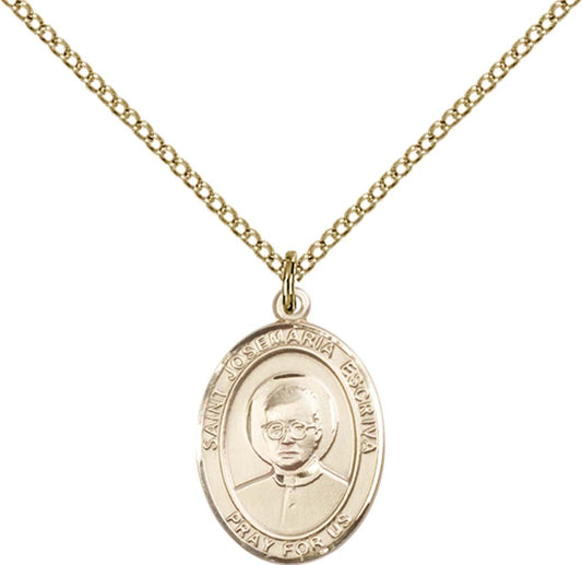14kt Gold Filled St. Josemaria Escriva Pendant with 18 inch Gold Filled Light Curb Chain