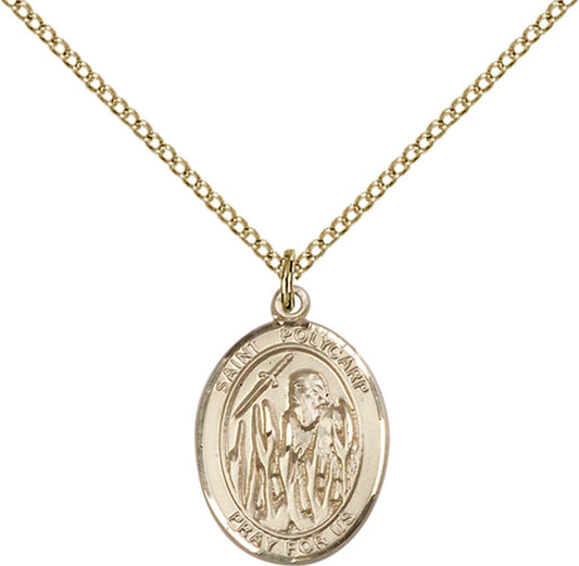 14kt Gold Filled St. Polycarp of Smyrna Pendant with 18 inch Gold Filled Light Curb Chain