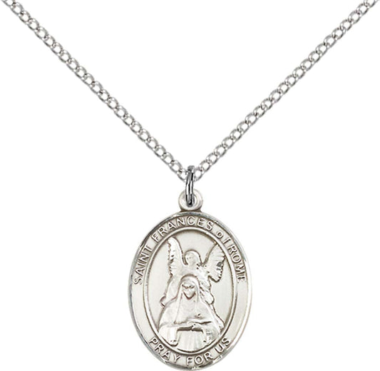 Sterling Silver St. Frances of Rome Pendant with 18 inch Sterling Silver Light Curb Chain - Medium