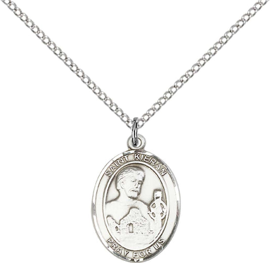 Sterling Silver St. Kieran Pendant with 18 inch Sterling Silver Light Curb Chain