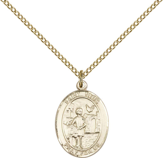 14kt Gold Filled St. Vitus Pendant with 18 inch Gold Filled Light Curb Chain