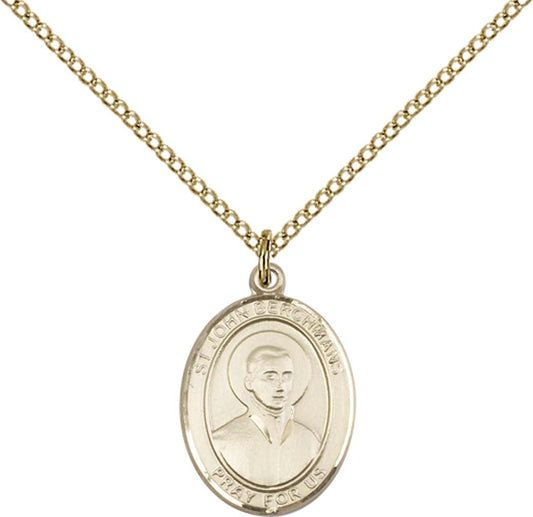 14kt Gold Filled St. John Berchmans Pendant with 18 inch Gold Filled Light Curb Chain