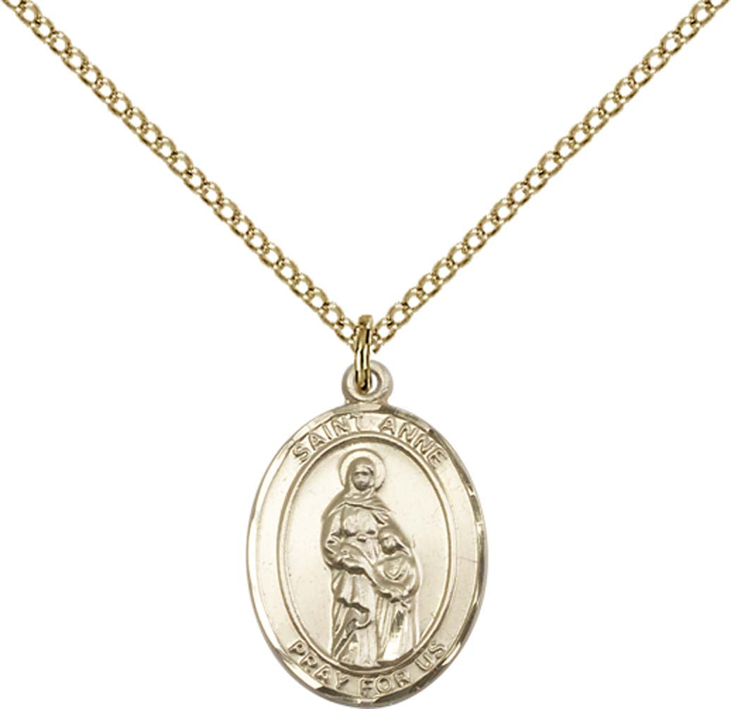 14kt Gold Filled St. Anne Pendant with 18 inch Gold Filled Light Curb Chain