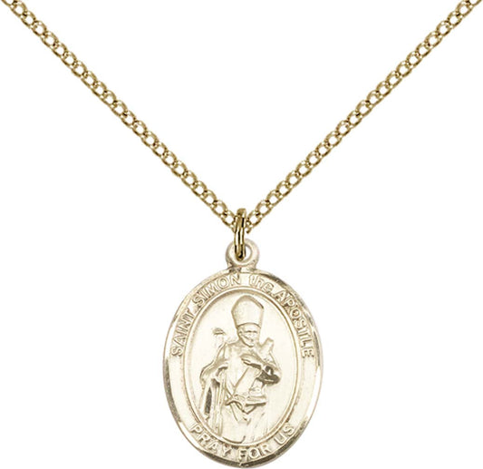 14kt Gold Filled St. Simon Pendant with 18 inch Gold Filled Light Curb Chain