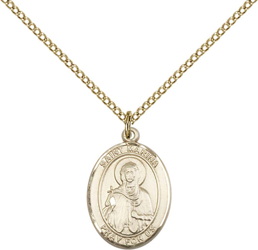 14kt Gold Filled St. Marina Pendant with 18 inch Gold Filled Light Curb Chain