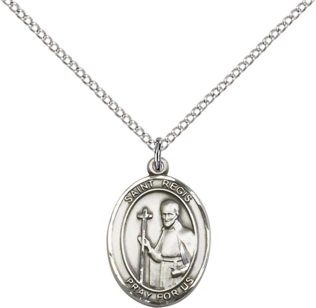 Sterling Silver St. Regis Pendant with 18 inch Sterling Silver Light Curb Chain
