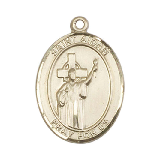14kt Gold St. Aidan Of Lindesfarne Medal - Medium