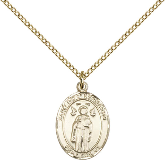 14kt Gold Filled St. Ivo Pendant with 18 inch Gold Filled Light Curb Chain