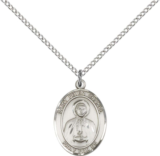 Sterling Silver St. Peter Chanel Pendant with 18 inch Sterling Silver Light Curb Chain