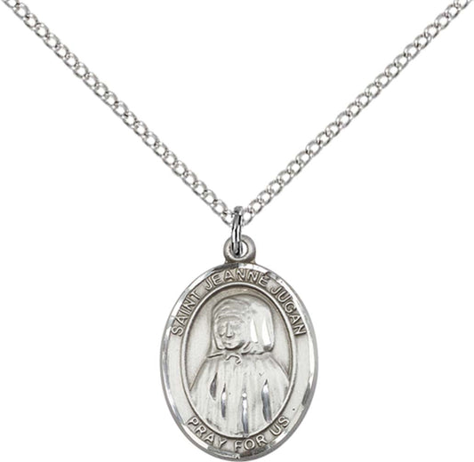 Sterling Silver Blessed Jeannie Jugan Pendant with 18 inch Sterling Silver Light Curb Chain
