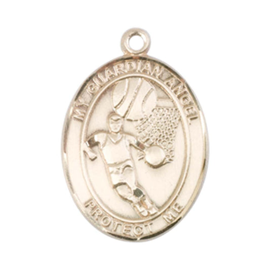 14kt Gold Guardian Angel / Basketball Medal