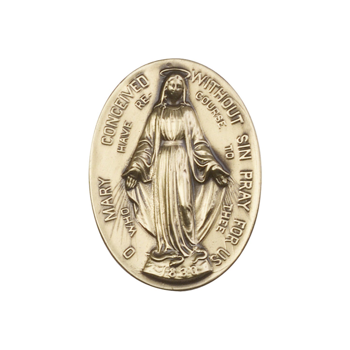 Antique Gold Immaculate  Conception Visor Clip - 89-100VG