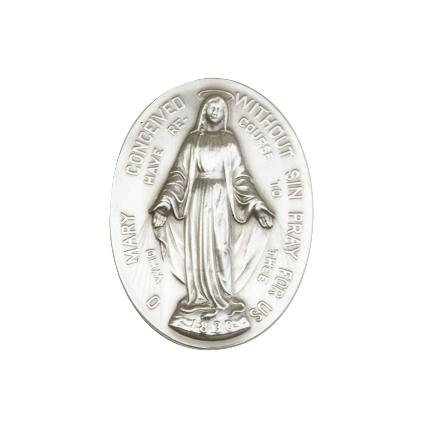Antique Silver Immaculate  Conception Visor Clip - 89-100V