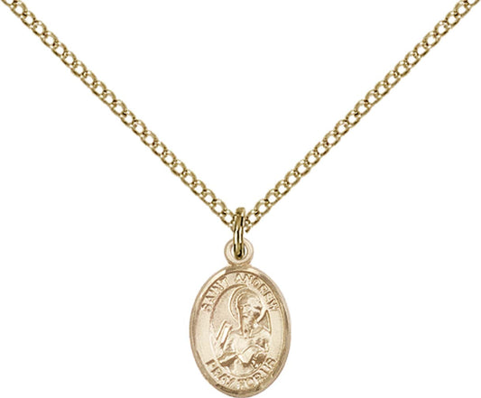 14kt Gold Filled St. Andrew the Apostle Pendant with 18 inch Gold Filled Light Curb Chain - Small