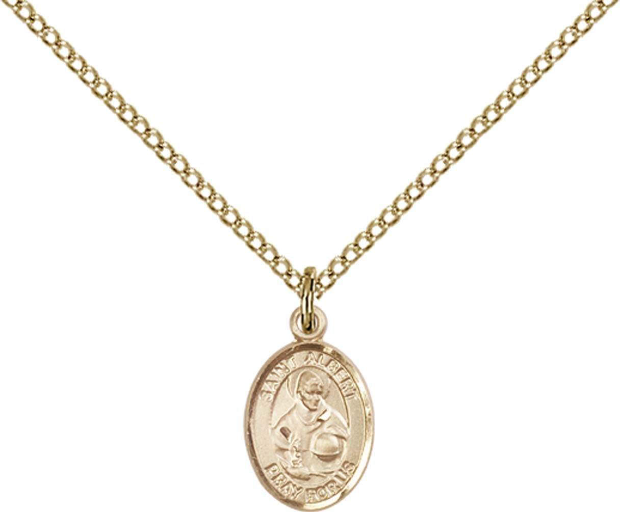 14kt Gold Filled St. Albert the Great Pendant with 18 inch Gold Filled Light Curb Chain - Small