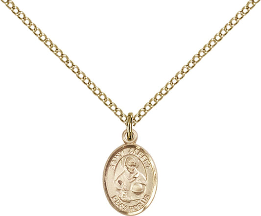 14kt Gold Filled St. Albert the Great Pendant with 18 inch Gold Filled Light Curb Chain - Small