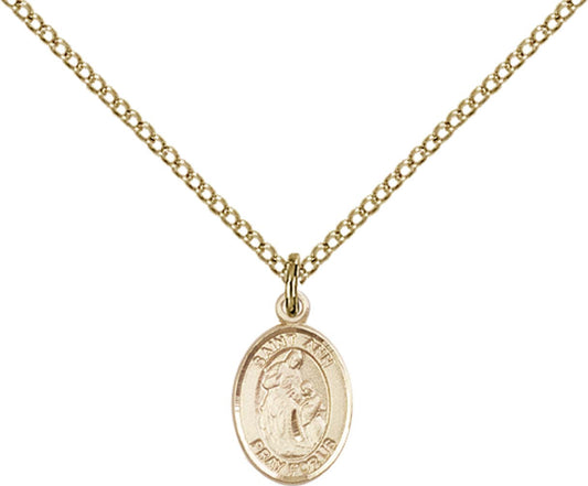 14kt Gold Filled St. Ann Pendant with 18 inch Gold Filled Light Curb Chain - Small