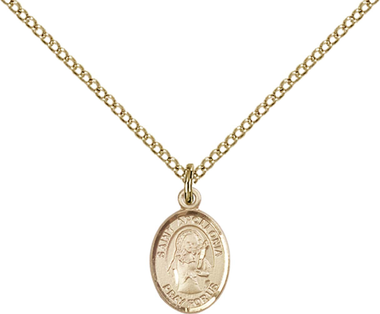 14kt Gold Filled St. Apollonia Pendant with 18 inch Gold Filled Light Curb Chain - Small