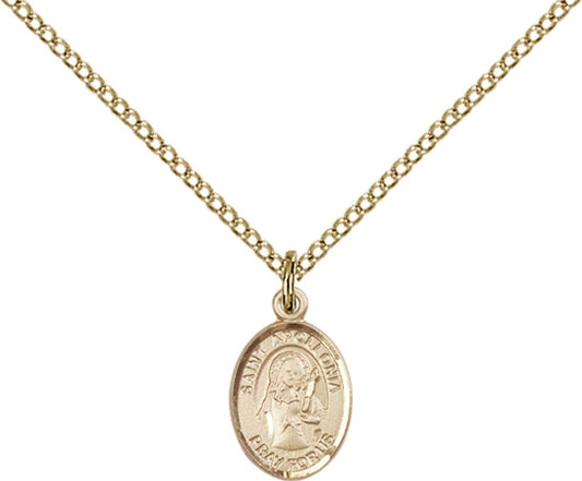 14kt Gold Filled St. Apollonia Pendant with 18 inch Gold Filled Light Curb Chain - Small