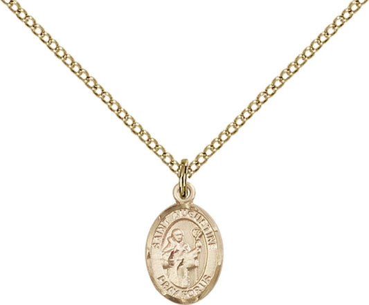 14kt Gold Filled St. Augustine Pendant with 18 inch Gold Filled Light Curb Chain - Small