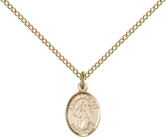 14kt Gold Filled St. Boniface Pendant with 18 inch Gold Filled Light Curb Chain - Small