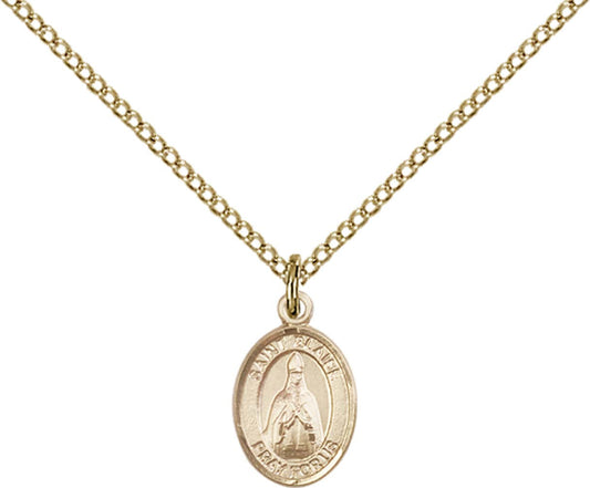 14kt Gold Filled St. Blaise Pendant with 18 inch Gold Filled Light Curb Chain - Small