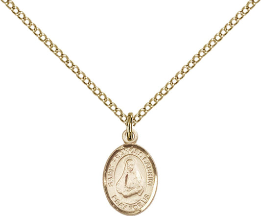 14kt Gold Filled St. Frances Cabrini Pendant with 18 inch Gold Filled Light Curb Chain - Small