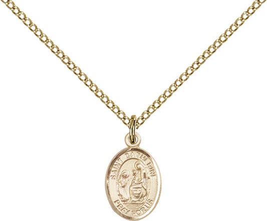14kt Gold Filled St. Catherine of Siena Pendant with 18 inch Gold Filled Light Curb Chain - Small