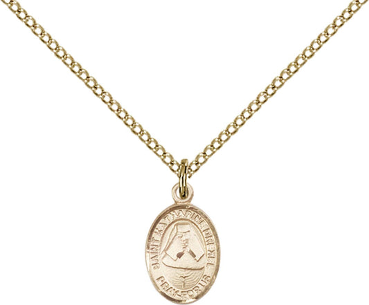 14kt Gold Filled St. Katharine Drexel Pendant with 18 inch Gold Filled Light Curb Chain - Small