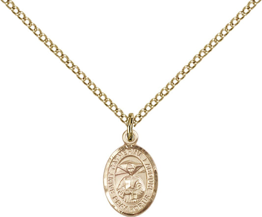 14kt Gold Filled St. Catherine Laboure Pendant with 18 inch Gold Filled Light Curb Chain - Small