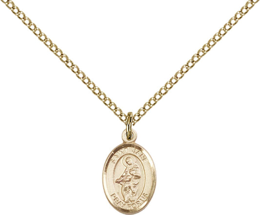 14kt Gold Filled St. Jane of Valois Pendant with 18 inch Gold Filled Light Curb Chain - Small