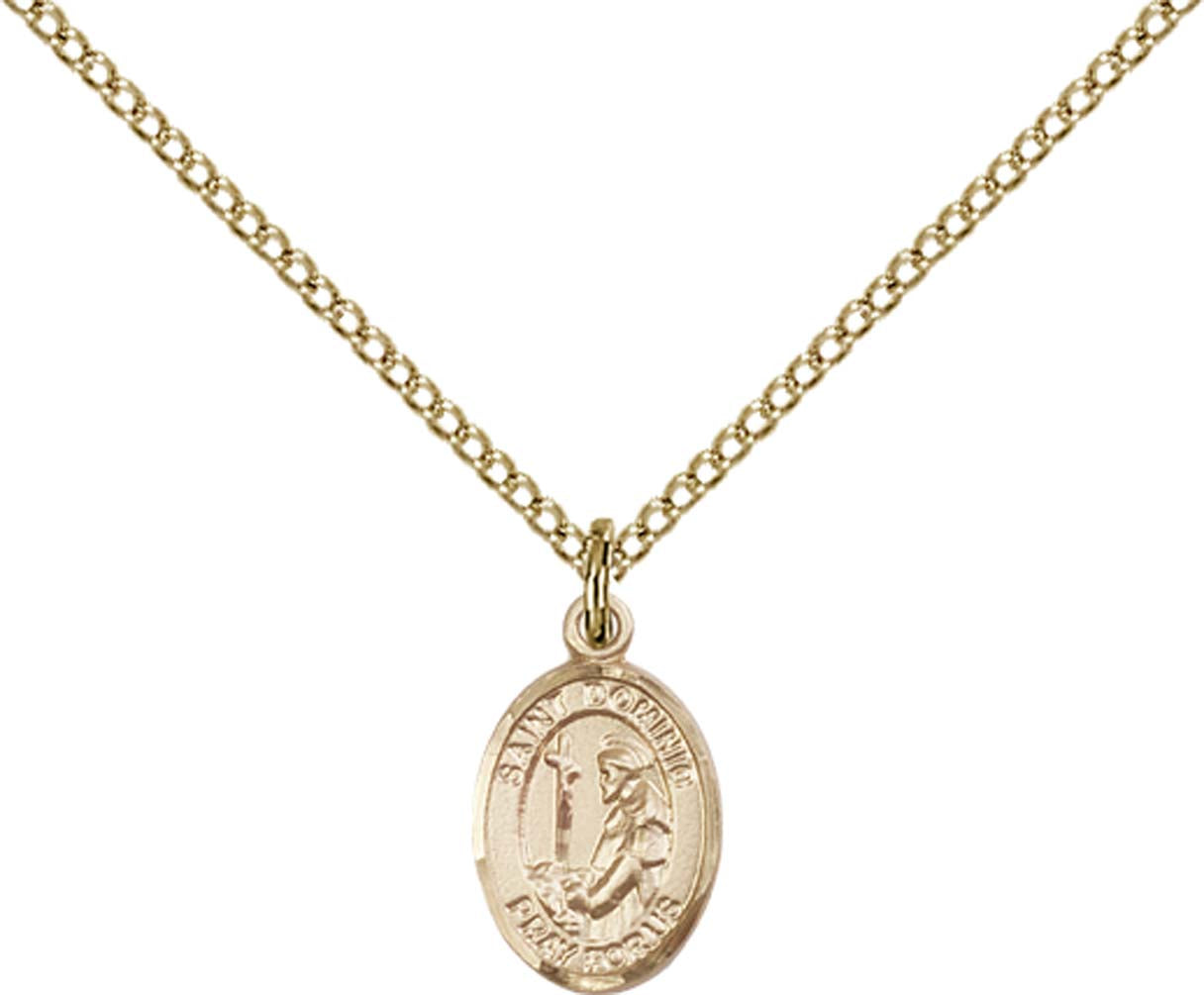 14kt Gold Filled St. Dominic de Guzman Pendant with 18 inch Gold Filled Light Curb Chain - Small